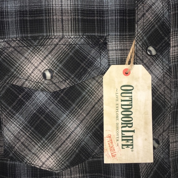NWT Outdoor Life Western Pearl Snap Plaid - Picture 2 of 8